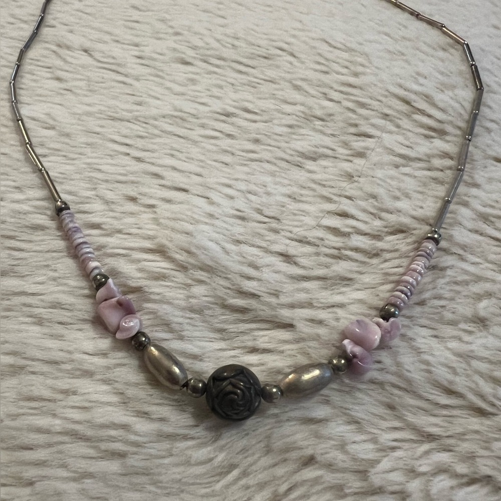 Vintage Natural Stone and Silver Necklace